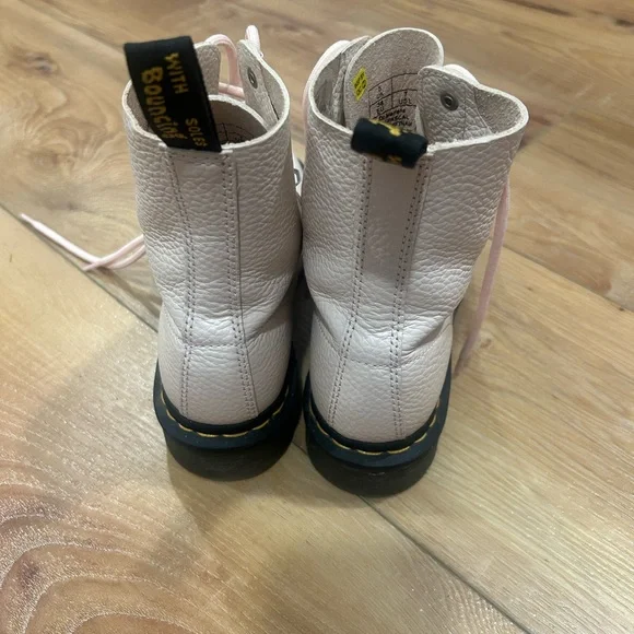 Dr. Martens Pink Combat Boots with Iridescent Hardware - Picture 5 of 8